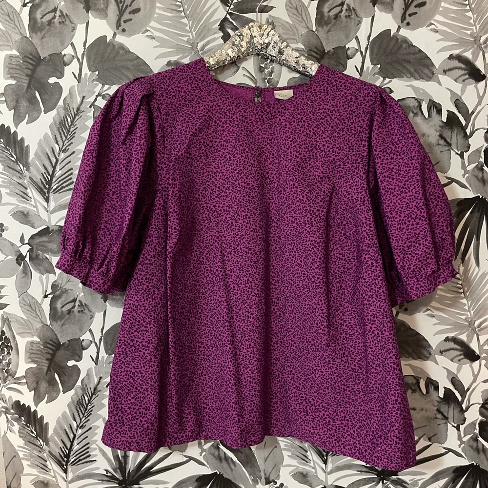 A New Day | Cheetah Puff Sleeve Blouse | 1X
